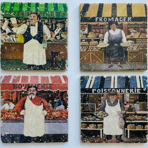 sAttribute French Artist Guy Christian Buffet Hand Painted Distressed Placques